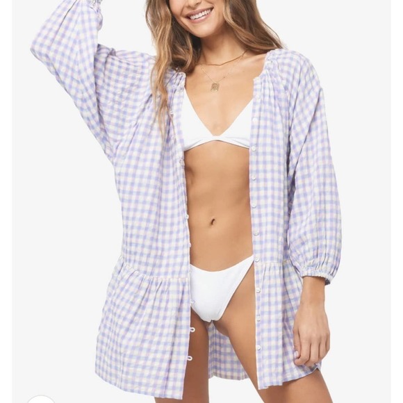 L*Space Women’s Vida Tiered Oversized Dress in Park Slope Gingham Size S - Picture 3 of 10